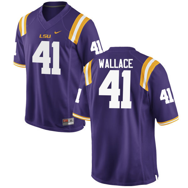 Men LSU Tigers #41 Abraham Wallace College Football Jerseys Game-Purple - Click Image to Close